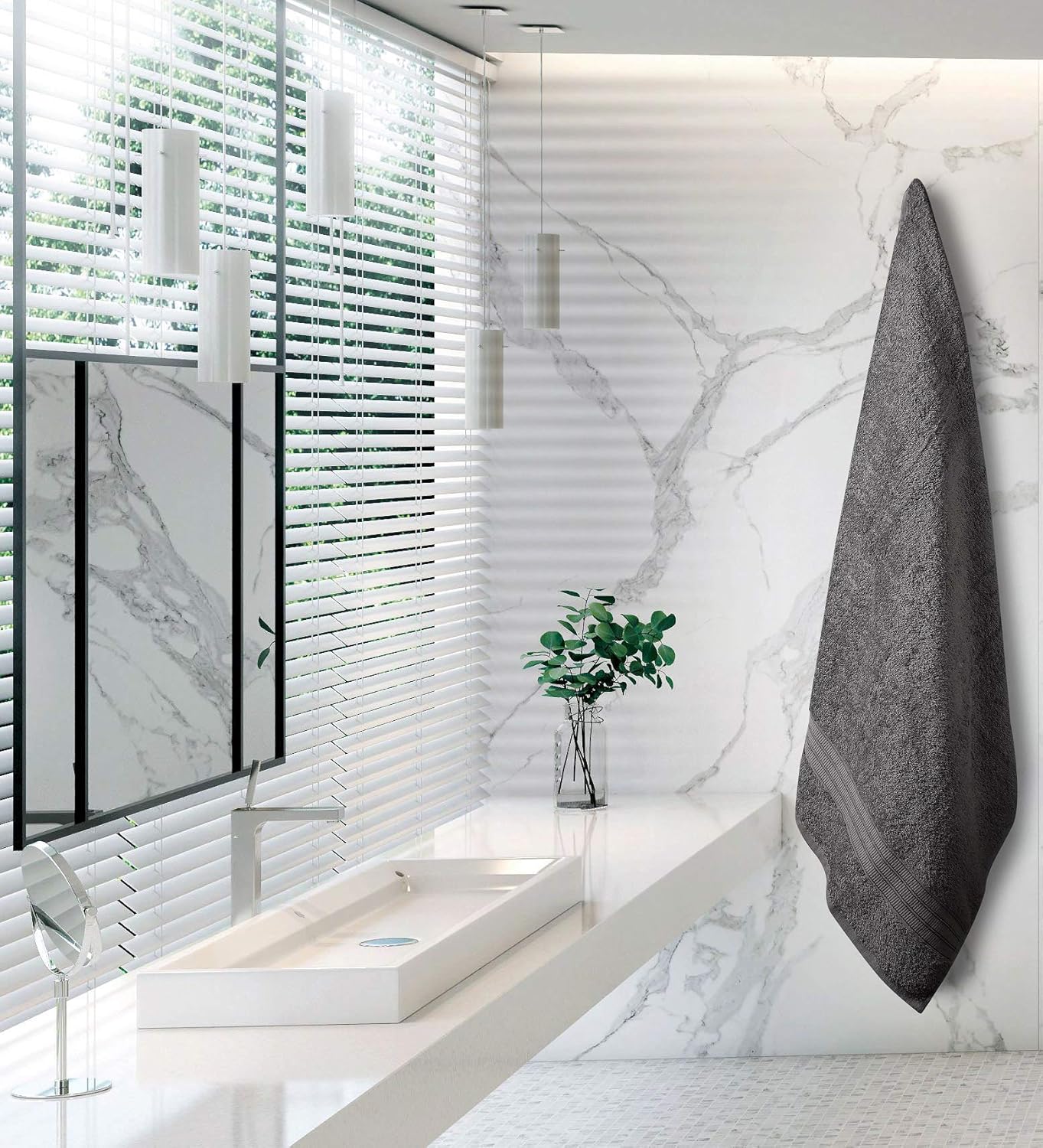 100% Cotton Bath Towels Set Pk 4-Ultra Soft Large Bath Towel-100% Cotton Gray Towel Set-Highly Absorbent Daily Usage Bath Towel-Ideal for Pool Home Gym Spa Hotel-Bath Towel Set 27 x 54: Kitchen & Dining