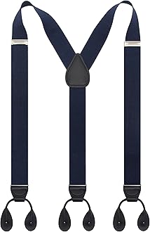 TimiotY Back Button 1.4" Suspenders for Men with Stylish Leather Button Ends Long Lasting Stretch Ultimate Fashion