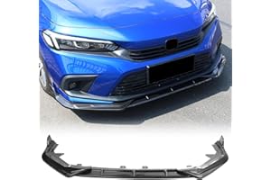 FREEMOTOR802 Front Bumper Lip Splitter Fits 2022-2024 Honda Civic 11th Gen Sedan Hatchback, Carbon Fiber Print PP 3PCS Air Dam Chin Spoiler Underbody Front Lip Spoiler Lower Guard Protector