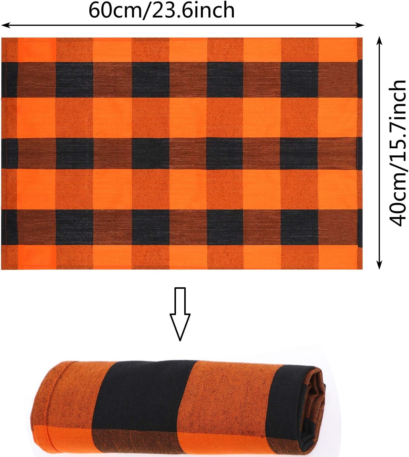Wusteg 8 Packs Fall Place Mats Halloween Table Place Mats Cotton Family Tabletop Cloth Orange Black Buffalo Chech Plaid Decor Cloths for Home Restaurant Outdoor Daily Use, 15.7 x 23.6 Inches: Home & Kitchen
