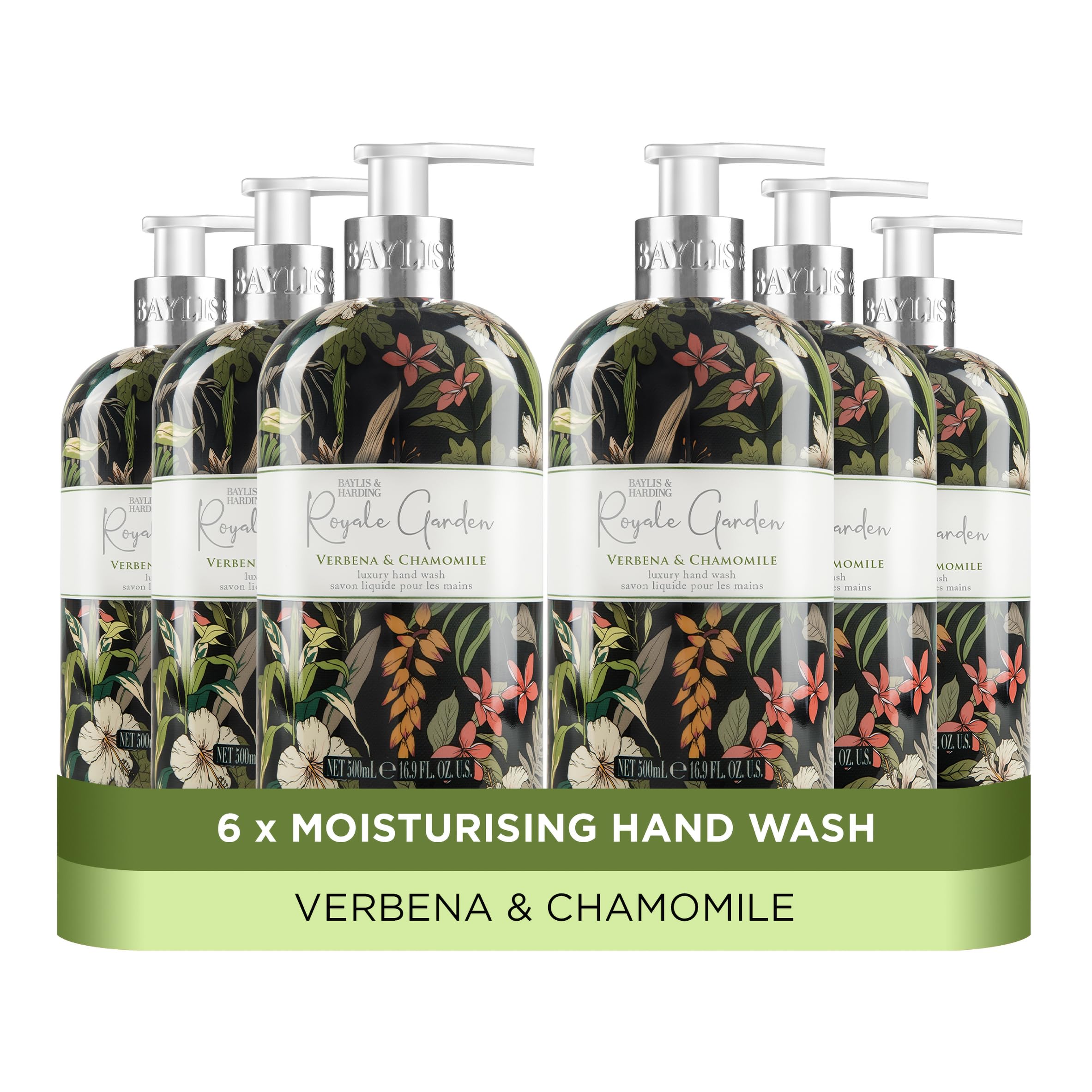 Baylis & Harding Royale Garden Verbena & Chamomile Hand Wash, 500 ml (Pack of 6) - Vegan Friendly
