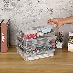 BTSKY Clear Plastic Storage Box with Flap