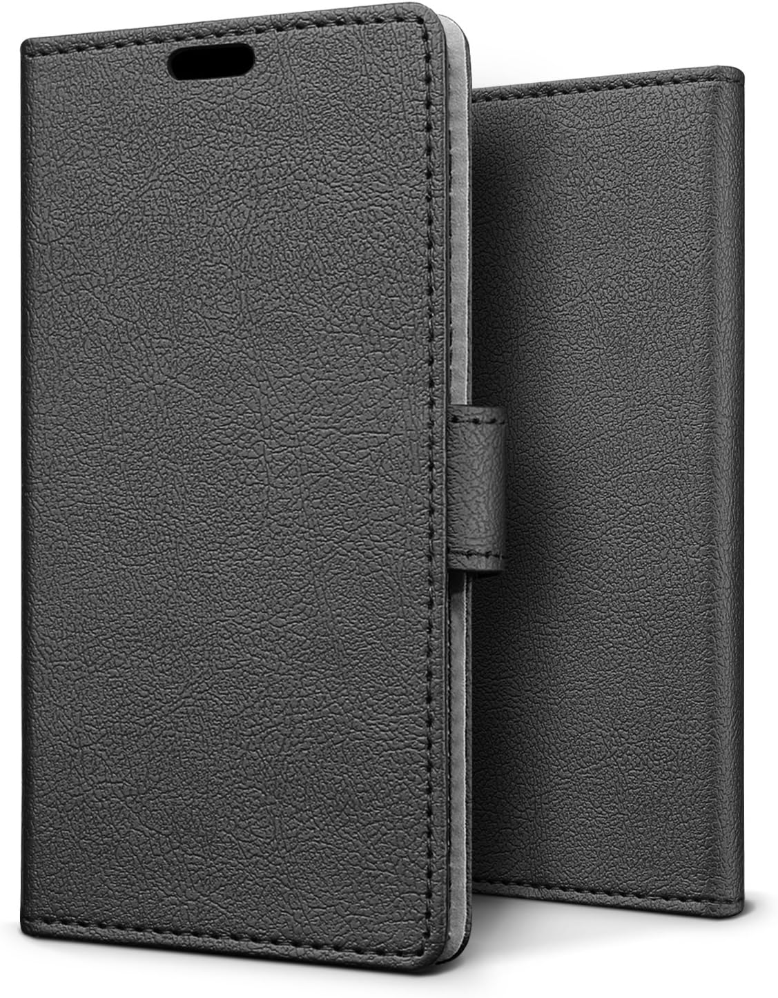Nokia X5 / 5.1 Plus Case - SLEO Luxury Slim PU Leather Flip Protective Magnetic Wallet Cover Case for Nokia X5 / 5.1 Plus with Card Slot and Stand Feature - Black