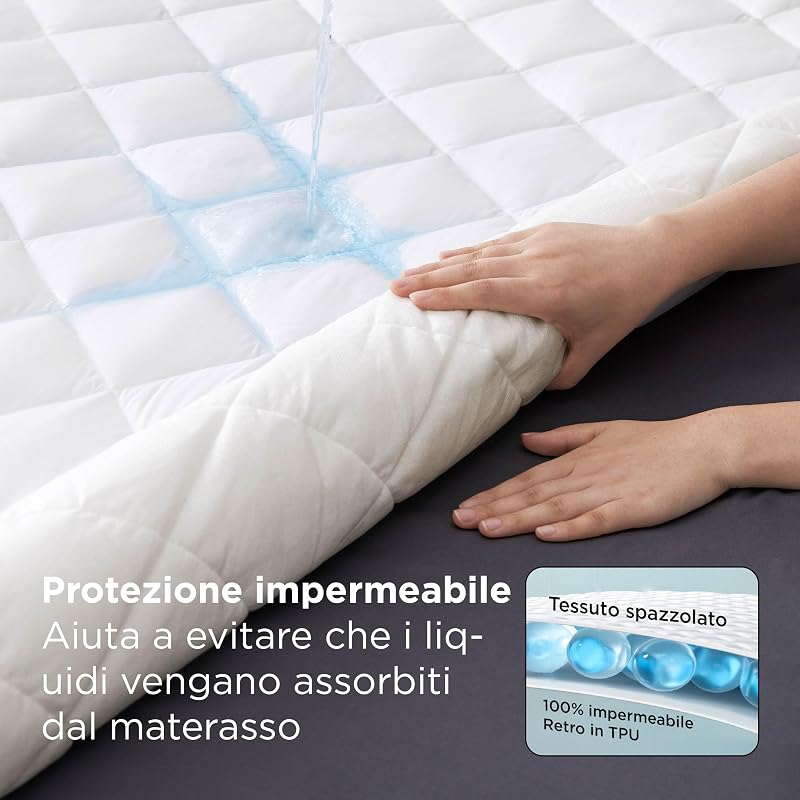 Coprimaterasso Matrimoniale Impermeabile 140x200 cm - Fino a 40 cm