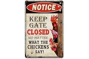 BESTYLEZ Humorous Chicken Coop Sign - ”Keep Gate Closed“ Decorative Metal Sign for Farm or Home 12" * 8" (261)