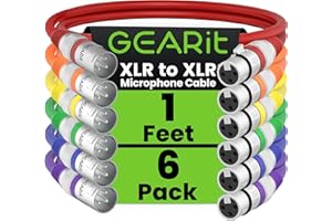 GEARit XLR Male to Female Microphone Cable (1 Feet, 6 Pack) 3-Pin Balanced Shielded Mixer, Recording Studio, Podcast - Multi 