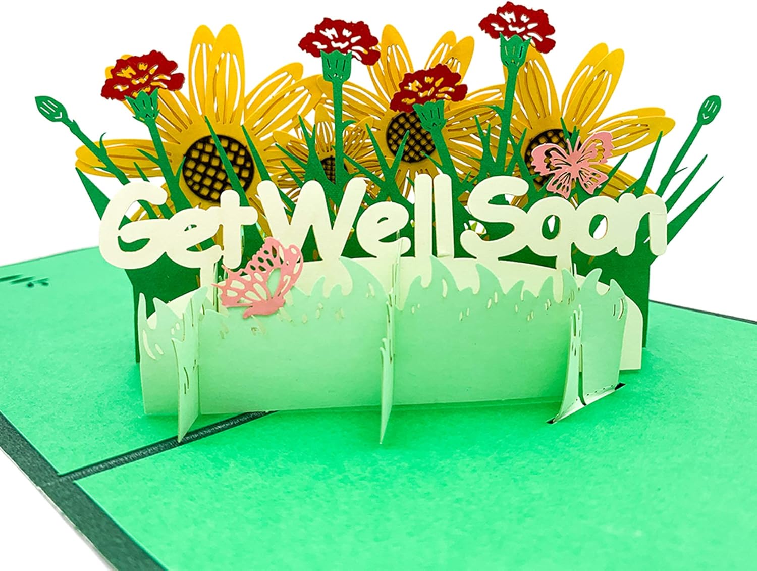 Get Well Soon Pop Up Card, 3D Card, Flower Card, Card for Patient, Thank You Card
