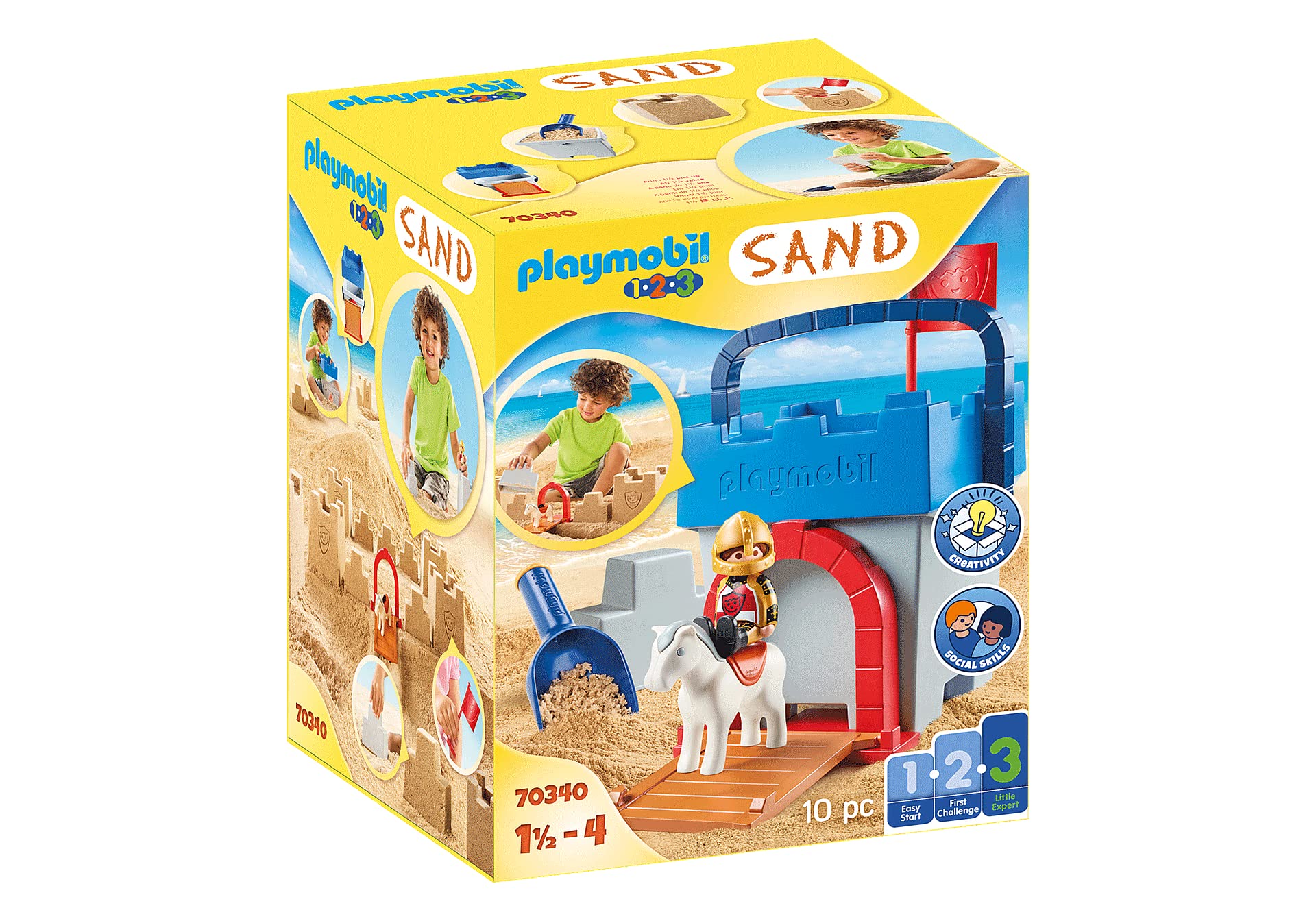 PLAYMOBIL 1.2.3 SAND 70340 Knight's Castle Sand Bucket, for Children Ages 3+