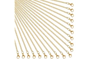 Hicarer 24 Pack Necklace Chains Bulk Gold Plated Chain for Jewelry Making with Lobster Clasps for Woman DIY Necklace Link Jewelry Making Supplies(18 Inch)