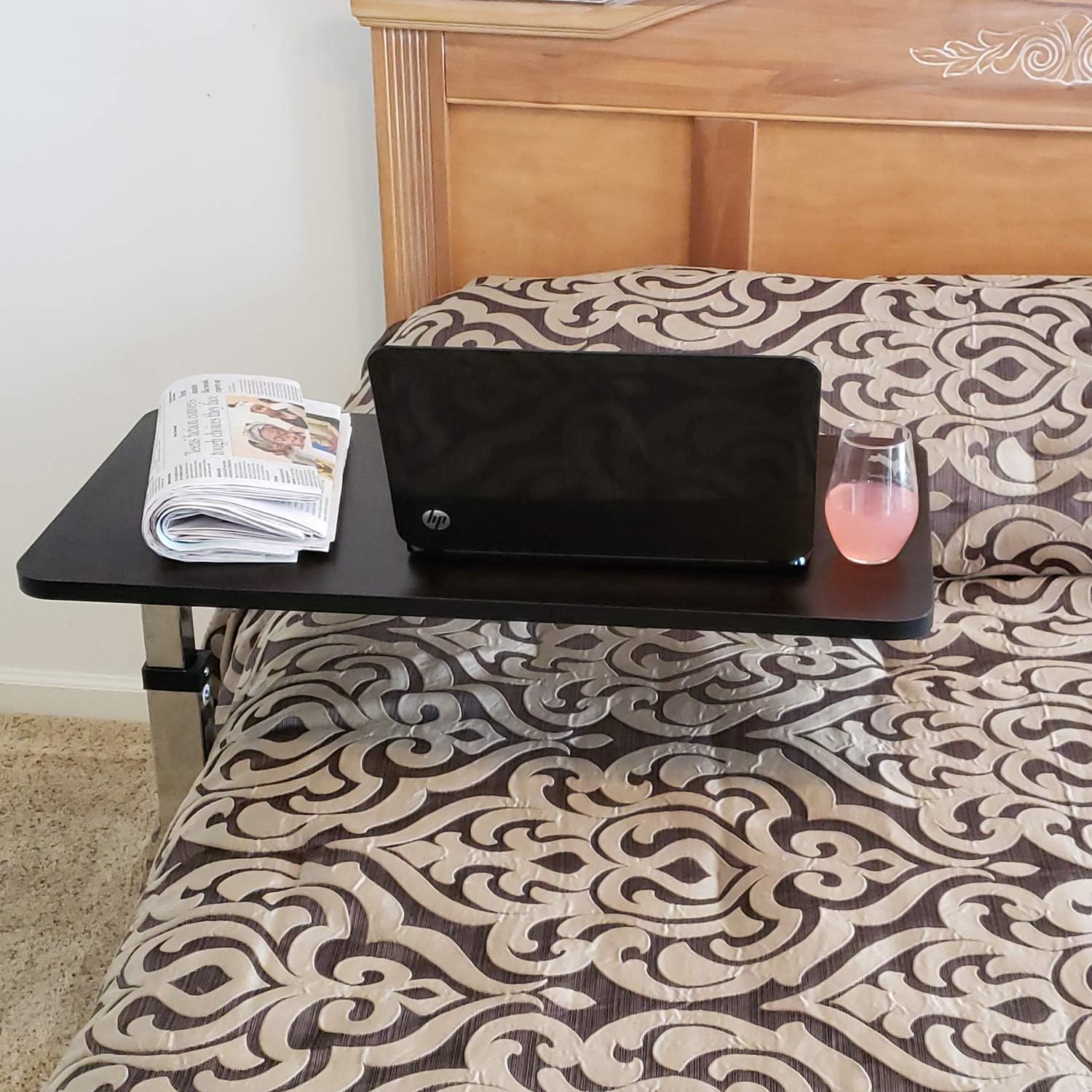 Roscoe Medical Bed Tray Overbed Table with Wheels - Rolling Tray Table for Bed or Chair - Bed Side Table for Laptop, Eating: Health & Personal Care