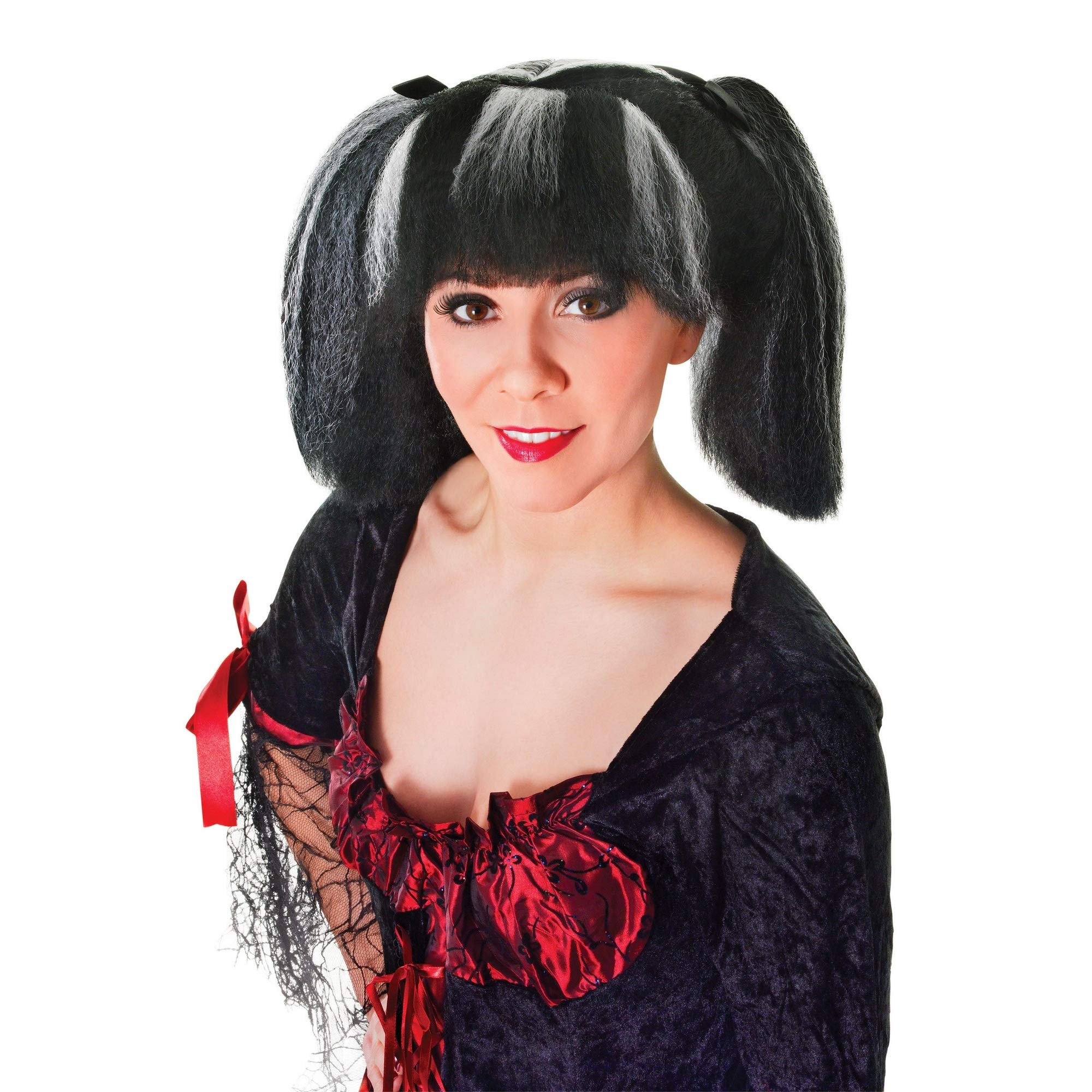 Women's Black & White Streaks Steampunk Wig (Pack of 1) - Realistic Design, Perfect Accessory for Themed Parties, Conventions, Cosplay, & More Halloween