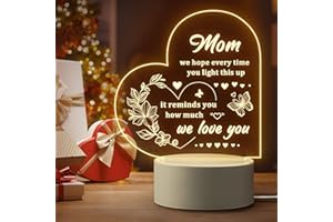 PANDASCH Mothers Day Gift for Mom from Daughter or Son, Thoughtful Birthday Gifts for Mom - Heart-Shaped Night Light with Warm Words - Best Mom Gift Ideas - Perfect Mom Birthday Gifts