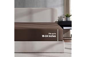 Nestl Extra Deep Pocket Full Fitted Sheet, Brown Full Size Fitted Sheet Only, 1800 Microfiber Fitted Bed Sheet, Ultra Soft Full Bed Fitted Sheet Fits up to 24 Inch Mattress