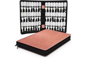 NORTHWALL Portable Zippered Key Case, Leather Key Organizer, Key Binder with 48 Velcro Key Tags, Portable Manager & Landlord Key Book, Zipper Key Case for Real Estate sales, Hotels, Car Service (Brown)