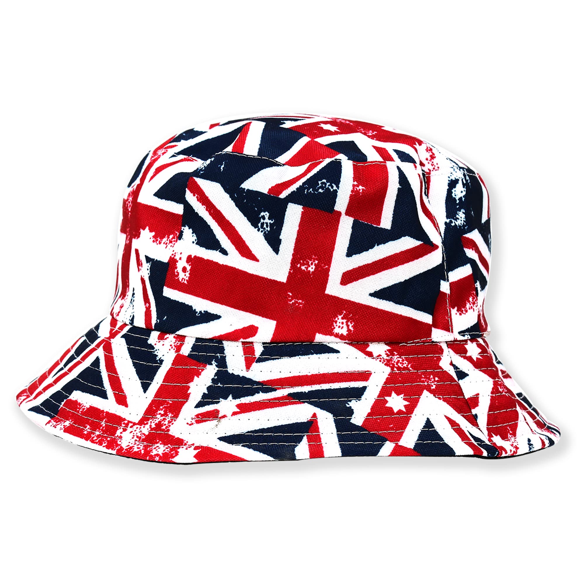Robelli Unisex Reversible Summer Bucket Hat - Fun Festival Colourful Designs (BH34 - New Union Jack Panels) — image 1