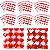 Aliceset 200 Pcs Valentines Treat Bags 5.12 x 5.12 Inch Valentines Heart Cellophane Goodie Candy Cookie Gift Plastic Self Adhesive Bags for Popcorn Party Packaging Supplies