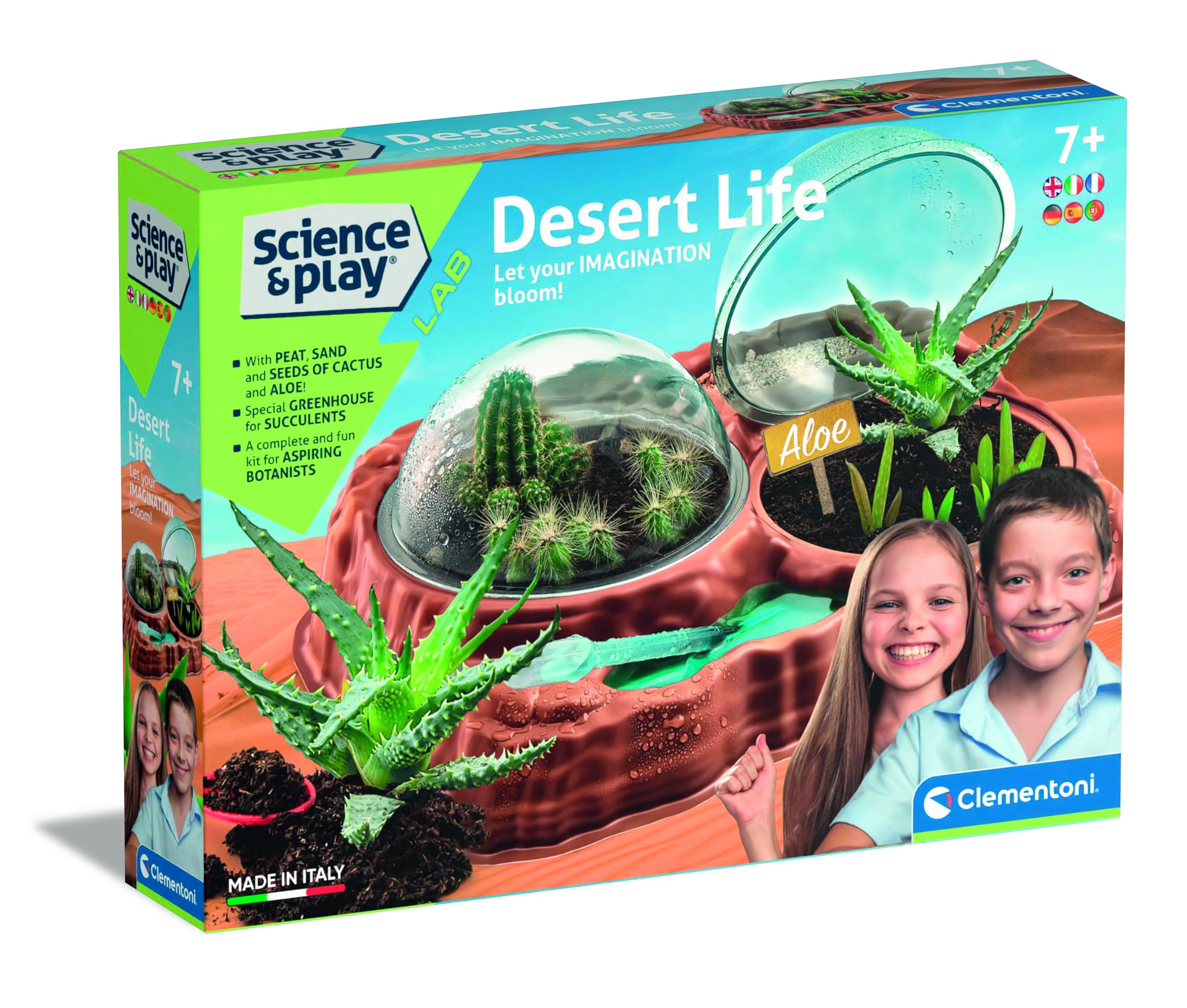 Clementoni 97858 Play Lab-Desert Life, Terrarium Gardening Children, Science kit for Kids 7 Year-Made in Italy, gift for birthday [Amazon Exclusive]