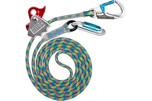 DIJJIG 11FT Polyester Kit Adjustable Lanyard aluminum alloy triple locking carabiner adjuster swivel carabiner climbing flip rope Fall Protection Arborist Tree Climbers Mountaineering