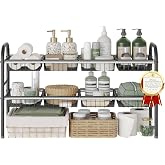 Under Sink Organizers and Storage,Expandable under cabinet organizer Shelf | 2 tier expandable shelf for kitchen and bathroom,8 Baskets,Adjustable partition height,20.7-32.3" W