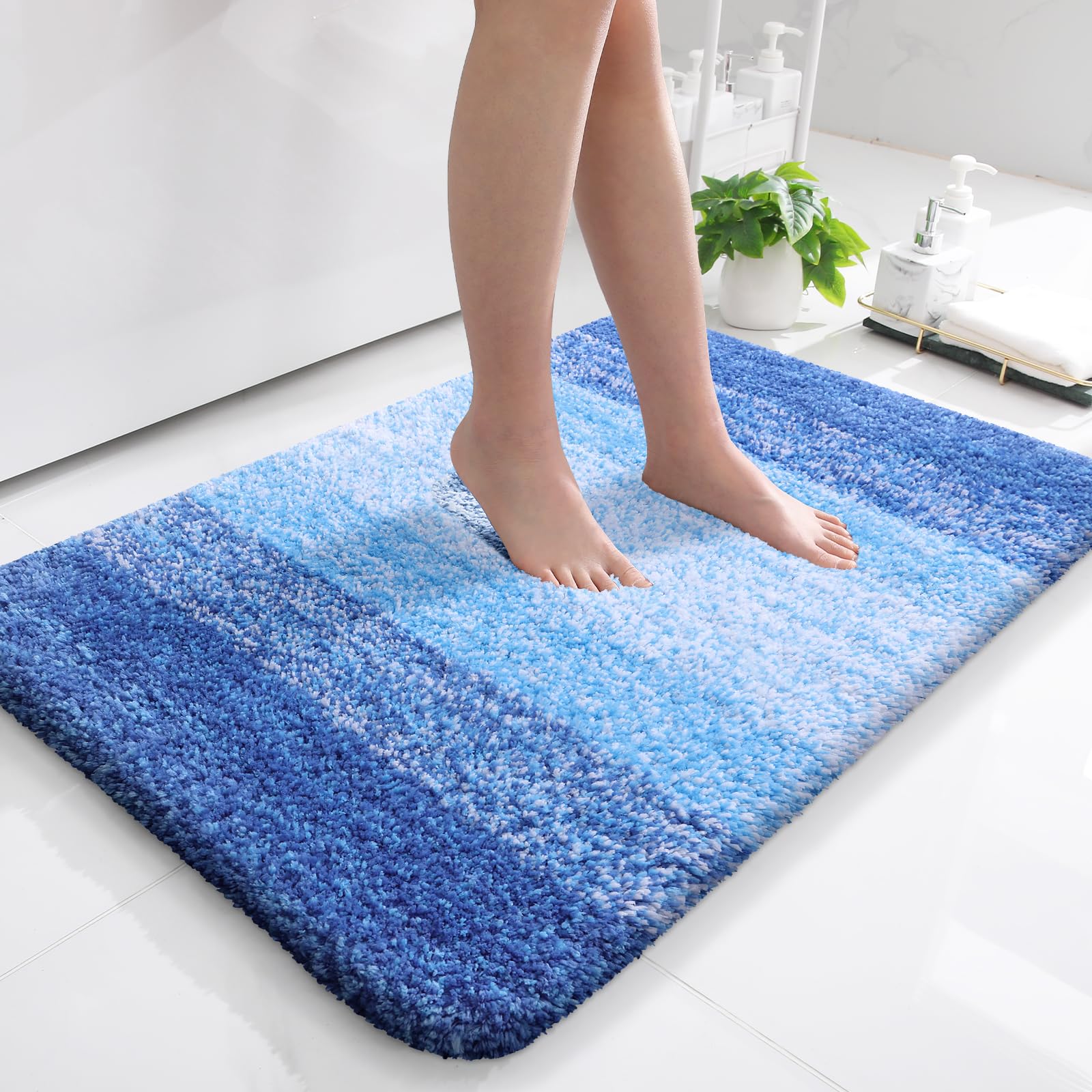 Photo 1 of OLANLY Bathroom Rugs Mat 36x24, Extra Soft Absorbent Microfiber Bath Rugs, Rubber Backing, Quick Dry, Washable Bath Mats for Bathroom Floor, Tub, Shower and Home Decor Accessories, Light Royal Blue