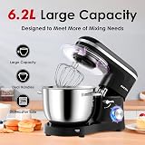 Aucma Stand Mixer 6.2L 1400W with Bowl Beater Hook Whip Black view 2