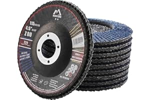 Merryland Flap Disc 4 1/2 inch Metal for Angle Grinder, 4.5inch 80 Grit T29 Flap Wheel 10 Pack, Blue Zirconium Corundum INOX Stainless Steel Iron Universal, Craft-Line FC1107414-10