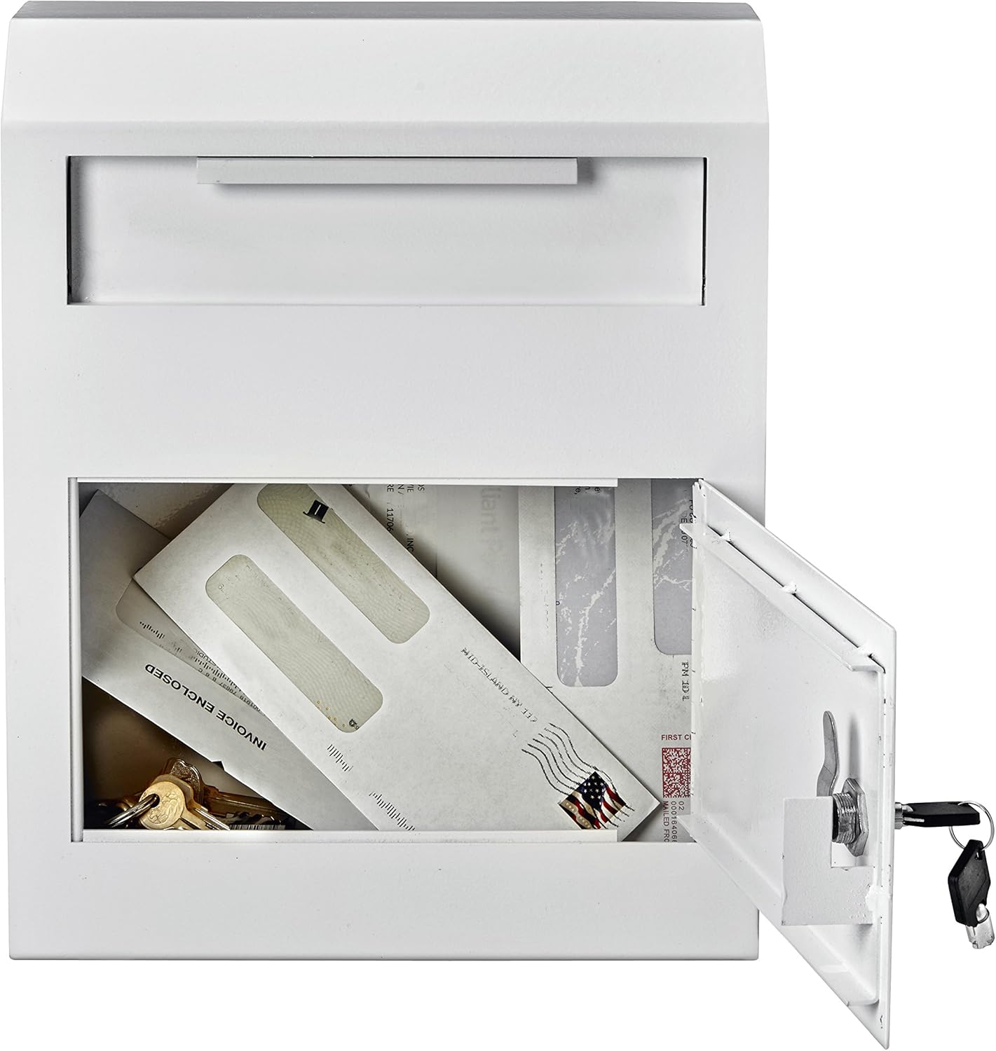 AdirOffice Heavy Duty Secured Safe Drop Box - Suggestion Box - Locking Mailbox - Key Drop Box - Wall Mounted Mail Box - Safe Lock Box - Ballot Box - Donation Box (White) : Office Products