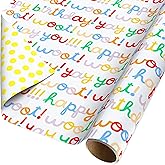 American Greetings 40 sq. ft. Reversible Wrapping Paper for Birthday, Designed by Kate Smith (1 Roll, 30 in. x 192 in.)