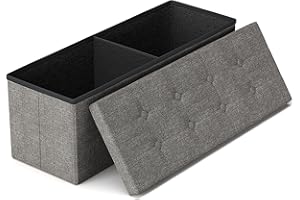 GLAXYFUR 43.3 inches Folding Storage Ottoman Bench Storage Chest Footrest for Bedroom, Entryway and Living Room, Holds up to 660 lb Dark Grey