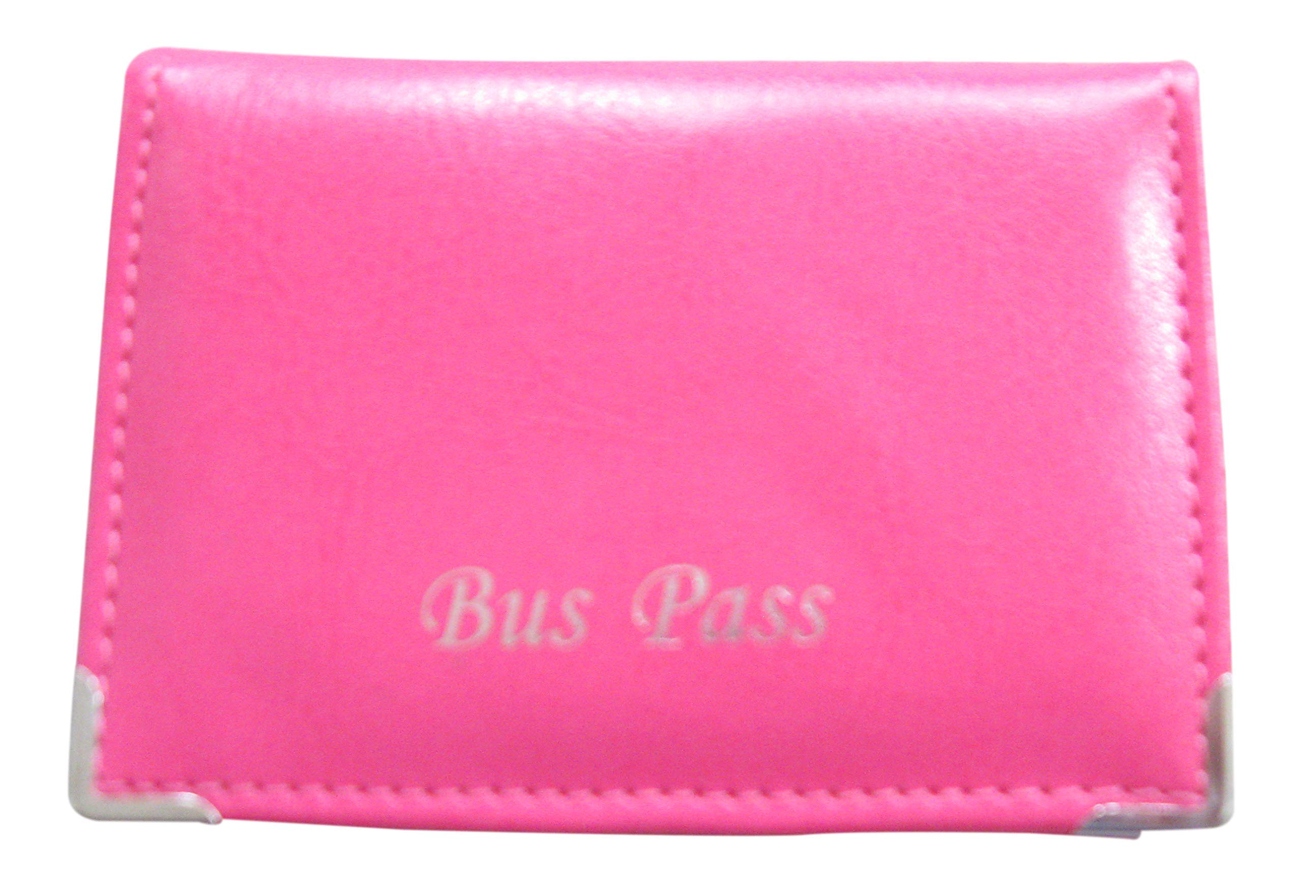Lorenz Leather Effect Grained PU Bus Pass Cover Holder with Zip up Coin Pocket (Pink)