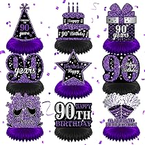 Happy 90th Birthday Purple Banner - Large 78x47 Inch Backdrop For Party Decor - View #6