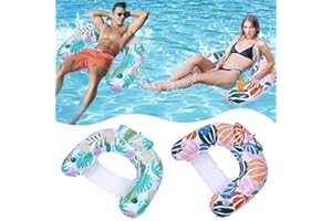 GG ZHONG QUAN Pool Float Adults, Inflatable Pool Float Chair with Cup Holder Lounge Hammock Pool Toys for Swimming Pool Beach Ocean River Outdoor Party Floaties