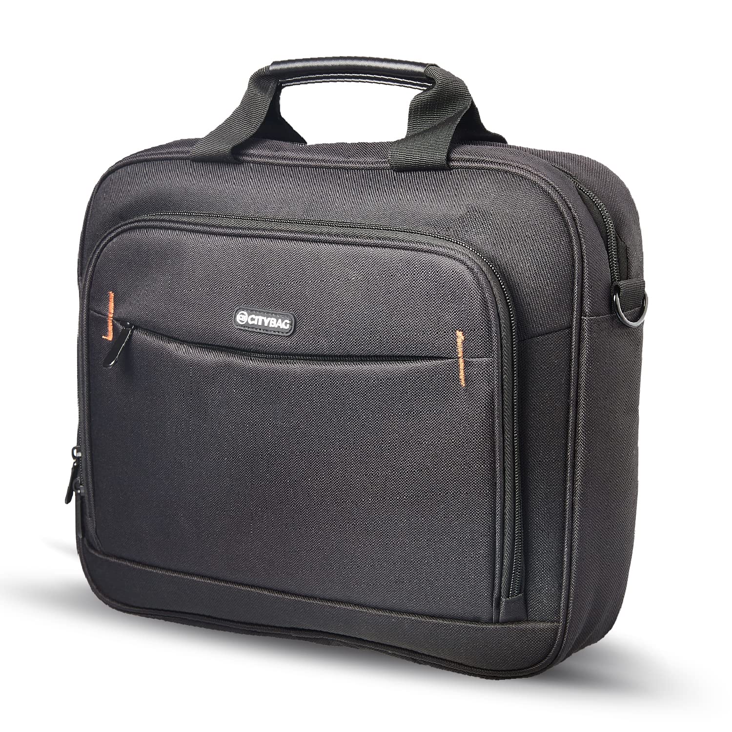CB CITY BAG 14 Inch Laptop Bag Computer Bag for Men & Women, Black Laptop Case Sleeve with Shoulder Strap - Document Handbag Briefcase for Work, Office, Travel, or Business
