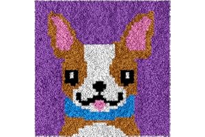 Yglnden Latch Hook Kits Rug Dog Crochet Yarn Cushion Colour Pre-Printed Canvas Rug Needlework DIY Hook and Latch Kit Christmas Home Decoration 30x30cm/12 X12in