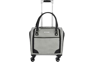 London Fog Cambridge 15" 8-Wheel Under the Seat Bag, Black White Houndstooth
