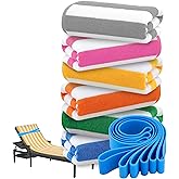 Genovega 6 Packs Oversized Stripe Beach Towel Thin Set for Women Men in Absorbent Big Extra Large XL Clearance Travel Family Toweling Accessories Essentials Adults Gift Stripe