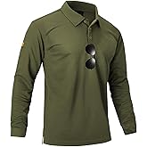 ZITY Men's Long Sleeve Polo Shirts 3 Button Down with Pocket Classic Golf Breathable Solid Color Designed Collared Casual Tee