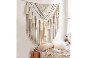 Jakalin Hanging Large Macrame Wall Decor Panels Handmade Wall Art Home Living Room Bedroom Decor,47" Wx 55" L