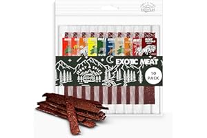 Jerky-n-Spice Exotic Jerky Variety Pack (10 Count) | Beef Jerky Gifts for Men | Assorted High Protein Meat Snacks | Premium Gourmet Wild Game Sampler | Ideal for Birthday, Road Trip & Camping