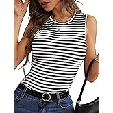 SOLY HUX Women's Tank Tops Striped Sleeveless Ribbed Slim Fitted Tank Slim Knit Basic Casual Cami Tanks