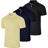 Real Essentials 3 Pack: Men's Cotton Pique Short Sleeve Polo Shirt - Performance Polo (Available in Big & Tall)