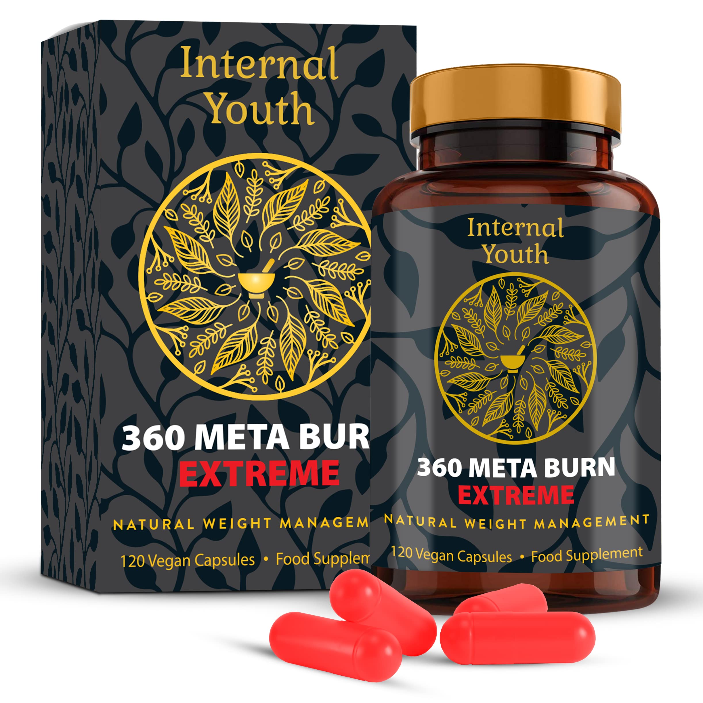 360 Meta Burn Extreme - Weight Loss Pills that Work Fast - Fat Burners for Women and Men Weight Loss - 120 High Strength Diet Pills - Natural Ingredients to Reduce Hunger - Internal Youth