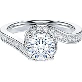 THELANDA Genuine Moissanite or Simulated Diamond Take Me Out Swirled Wrapped 1CT Promise Engagement Bridal Ring For Her