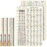 Enjoyard Mandolin Chord &amp; Fretboard Scale Note &amp; Interval Chart Card, 20x30cm 1mm Thick Reference Card with 3Pcs Fretboard Note Stickers for Beginner Intermediate Mandolin Players