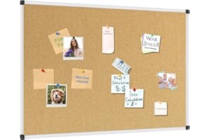 XBoard Cork Board 36 x 24, Notice Cork Bulletin Board, Corkboard with Aluminum Frame and Push Pins for Display