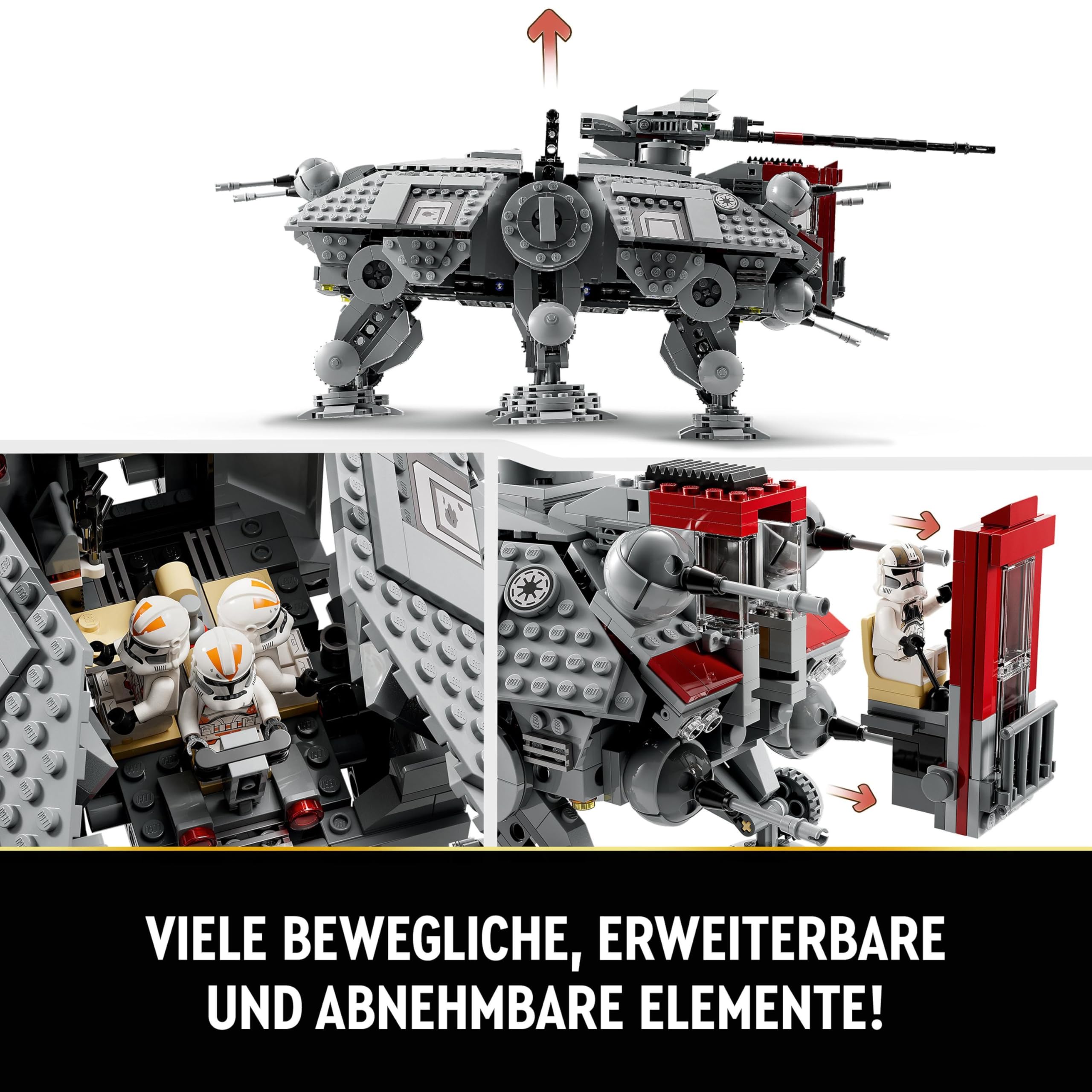 LEGO Star Wars 75337 AT-TE Walker Spielzeug mit 3 Mini-Figuren aus dem 212. Klon-Trupp, Zwergspinne und Battle Droid Figuren – Geschenk für Jungs ab 9 Jahren und Fans von Die Rache der Sith 3