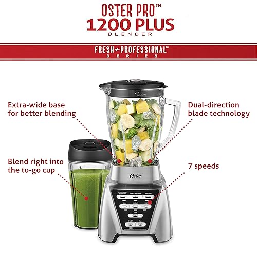 Oster Pro 1200 Smoothie Blender with Glass Jar 24oz To-Go Cup