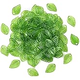 KitBeads 100pcs Acrylic Green Leaf Charms Spring Summer Plant Charms Transparent Tree Leaves Charms for Jewelry Making Necklace Bracelets Bulk