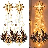 2PCS Lighted Nativity Wall Decor, Christmas Glowing Hanging Wall Light 39IN | LED Cascading Holiday Decor, Holiday Light Up Hanging Ornament for Indoor Wall, Door and Mantel