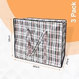 ANSIO Laundry Storage Bags Reusable 60L 25W 50H cm Pack of 3 with Zips view 3